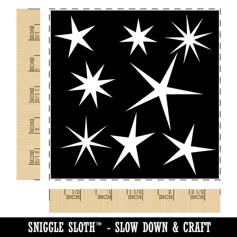 Stars at Night Background Square Rubber Stamp for Stamping Crafting