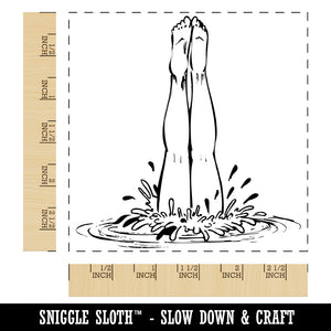 Swimming Diving Legs in Water Square Rubber Stamp for Stamping Crafting