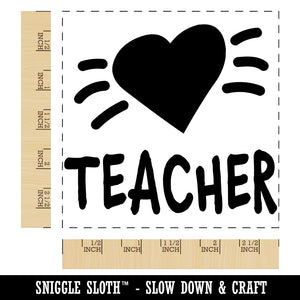 Teacher Love Heart Square Rubber Stamp for Stamping Crafting