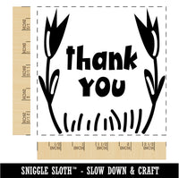 Thank You Flowers Border Square Rubber Stamp for Stamping Crafting