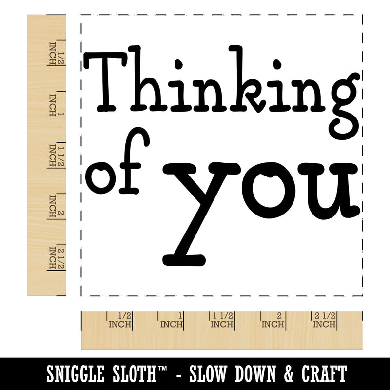 Thinking of You Fun Text Square Rubber Stamp for Stamping Crafting