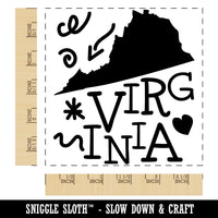 Virginia State with Text Swirls Square Rubber Stamp for Stamping Crafting