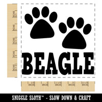 Beagle Dog Paw Prints Fun Text Square Rubber Stamp for Stamping Crafting