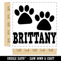 Brittany Dog Paw Prints Fun Text Square Rubber Stamp for Stamping Crafting