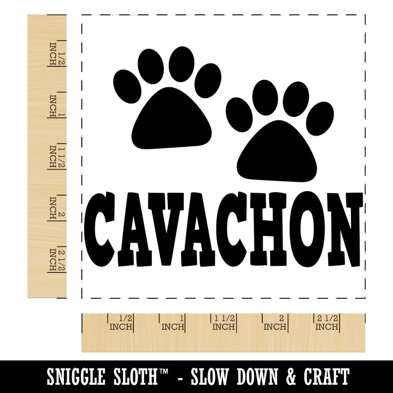 Cavachon Dog Paw Prints Fun Text Square Rubber Stamp for Stamping Crafting