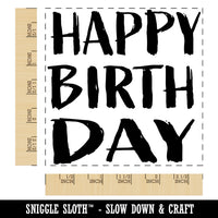 Happy Birthday Sketchy Fun Text Square Rubber Stamp for Stamping Crafting