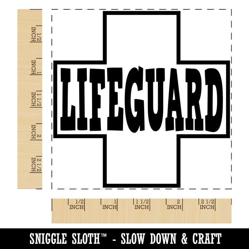 Lifeguard with Cross Fun Text Square Rubber Stamp for Stamping Crafting