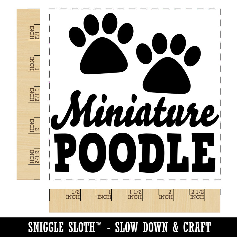 Miniature Poodle Dog Paw Prints Fun Text Square Rubber Stamp for Stamping Crafting