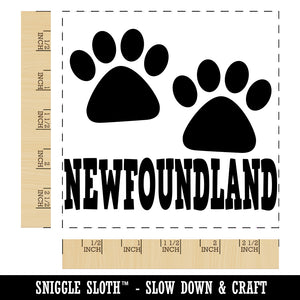 Newfoundland Dog Paw Prints Fun Text Square Rubber Stamp for Stamping Crafting