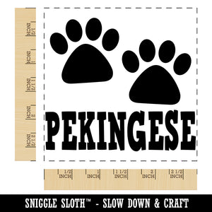 Pekingese Dog Paw Prints Fun Text Square Rubber Stamp for Stamping Crafting