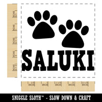 Saluki Dog Paw Prints Fun Text Square Rubber Stamp for Stamping Crafting