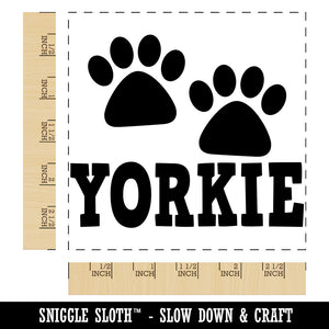 Yorkie Yorkshire Terrier Dog Paw Prints Fun Text Square Rubber Stamp for Stamping Crafting