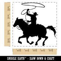 Cowboy on Horseback With Lasso Square Rubber Stamp for Stamping Crafting