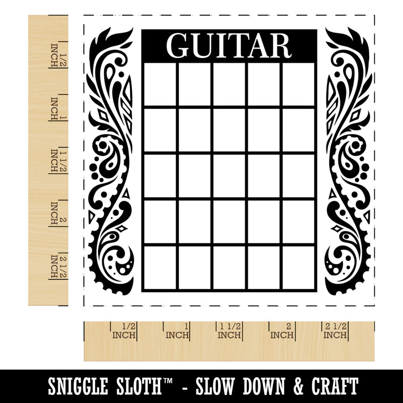 Guitar Chord Chart Square Rubber Stamp for Stamping Crafting