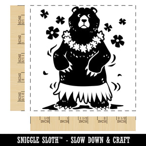 Luau Hawaiian Bear in Hula Skirt with Lei Square Rubber Stamp for Stamping Crafting