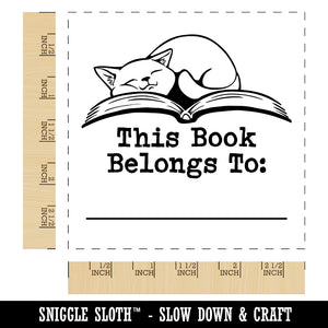 This Book Belongs to Sleepy Cat Square Rubber Stamp for Stamping Crafting
