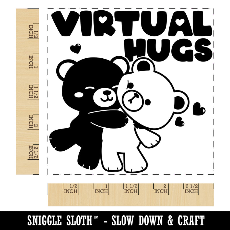 Virtual Bear Hugs Square Rubber Stamp for Stamping Crafting
