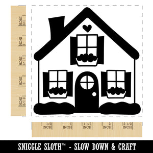 Cute House Heart Window Boxes Square Rubber Stamp for Stamping Crafting