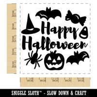 Happy Halloween Candy Bats Spider Square Rubber Stamp for Stamping Crafting