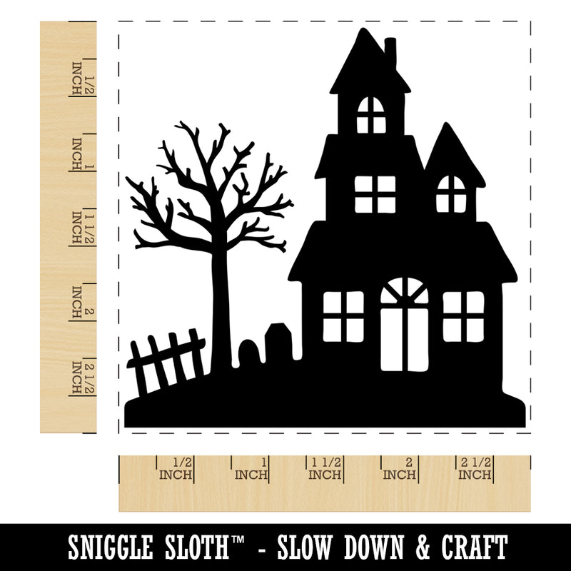 Haunted House Halloween Square Rubber Stamp for Stamping Crafting