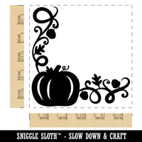 Pumpkin Fall Corner Harvest Halloween Thanksgiving Square Rubber Stamp for Stamping Crafting
