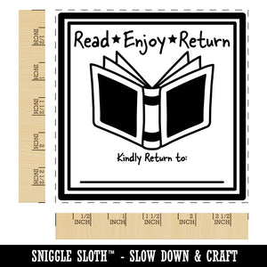 Read Enjoy Kindly Return Book Loan Square Rubber Stamp for Stamping Crafting