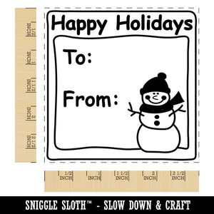 Snowman To From Happy Holidays Christmas Square Rubber Stamp for Stamping Crafting