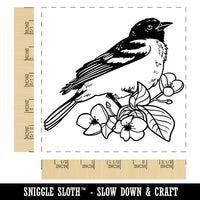 Baltimore Oriole Bird in Flowering Tree Square Rubber Stamp for Stamping Crafting