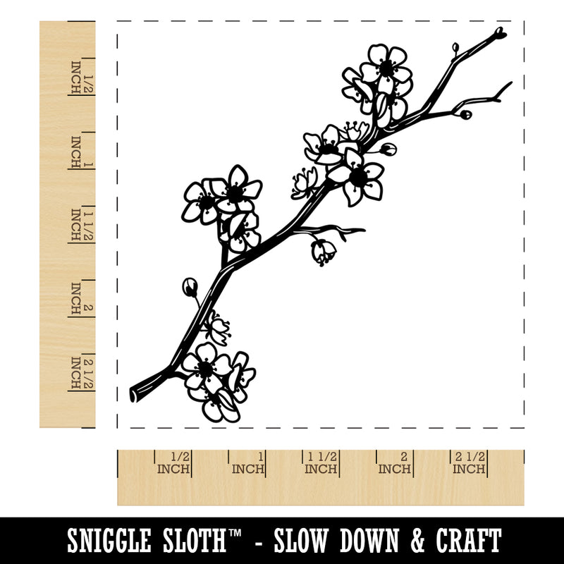 Cherry Blossom Flowers Tree Branch Square Rubber Stamp for Stamping Crafting