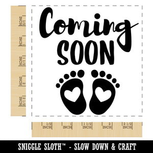 Coming Soon Baby Pregnancy Shower Square Rubber Stamp for Stamping Crafting