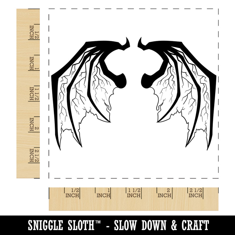 Demon Wings Square Rubber Stamp for Stamping Crafting