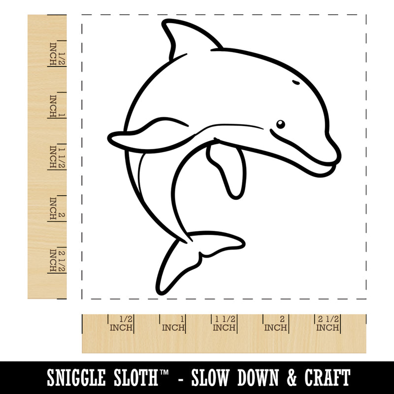 Friendly Bottlenose Dolphin Square Rubber Stamp for Stamping Crafting