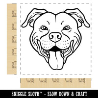 Happy Pit Bull Face Square Rubber Stamp for Stamping Crafting