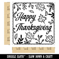 Happy Thanksgiving Fall Leaves Square Rubber Stamp for Stamping Crafting