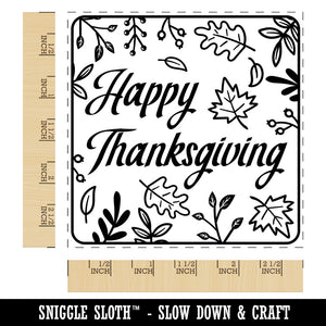 Happy Thanksgiving Fall Leaves Square Rubber Stamp for Stamping Crafting