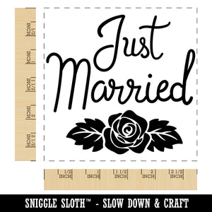 Just Married with Flower Square Rubber Stamp for Stamping Crafting