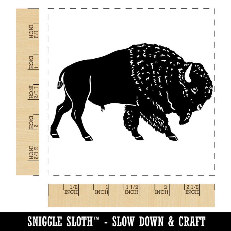 Majestic American Bison Buffalo Square Rubber Stamp for Stamping Crafting