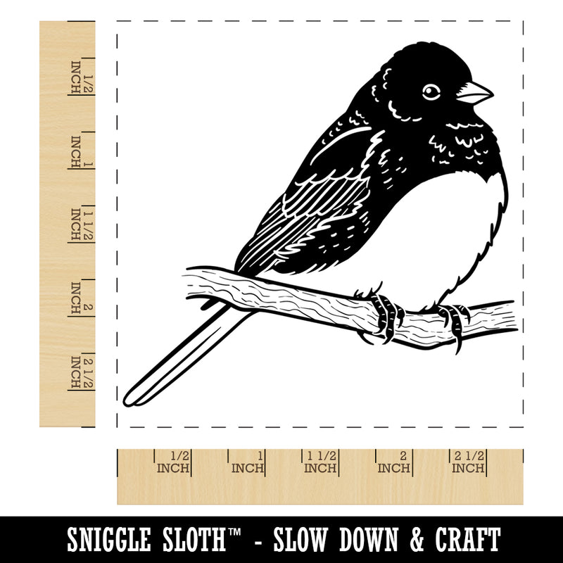 Perched Dark-Eyed Junco Bird Square Rubber Stamp for Stamping Crafting