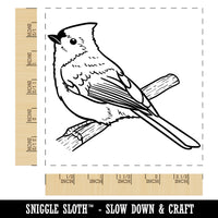 Perky Tufted Titmouse Bird Square Rubber Stamp for Stamping Crafting