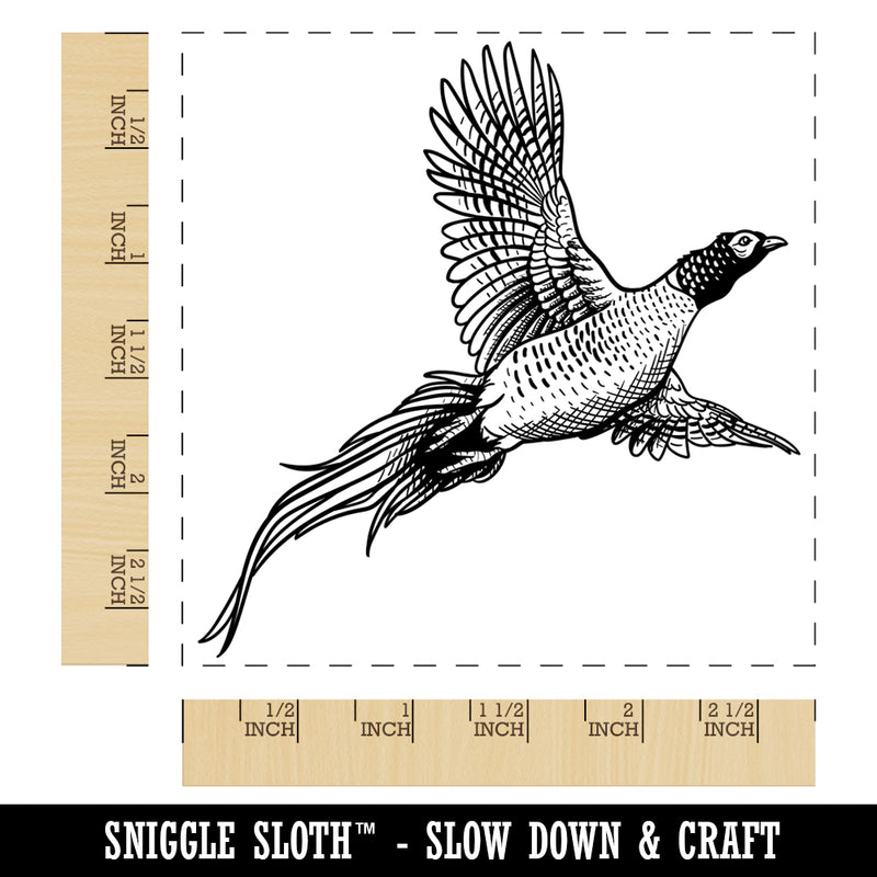 Pheasant Flying Square Rubber Stamp for Stamping Crafting