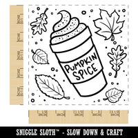 Pumpkin Spice Latte Coffee Autumn Leaves Square Rubber Stamp for Stamping Crafting