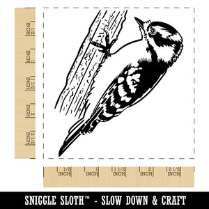 Sweet Downy Woodpecker Bird Square Rubber Stamp for Stamping Crafting