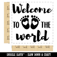 Welcome to the World Baby Shower Pregnancy Square Rubber Stamp for Stamping Crafting