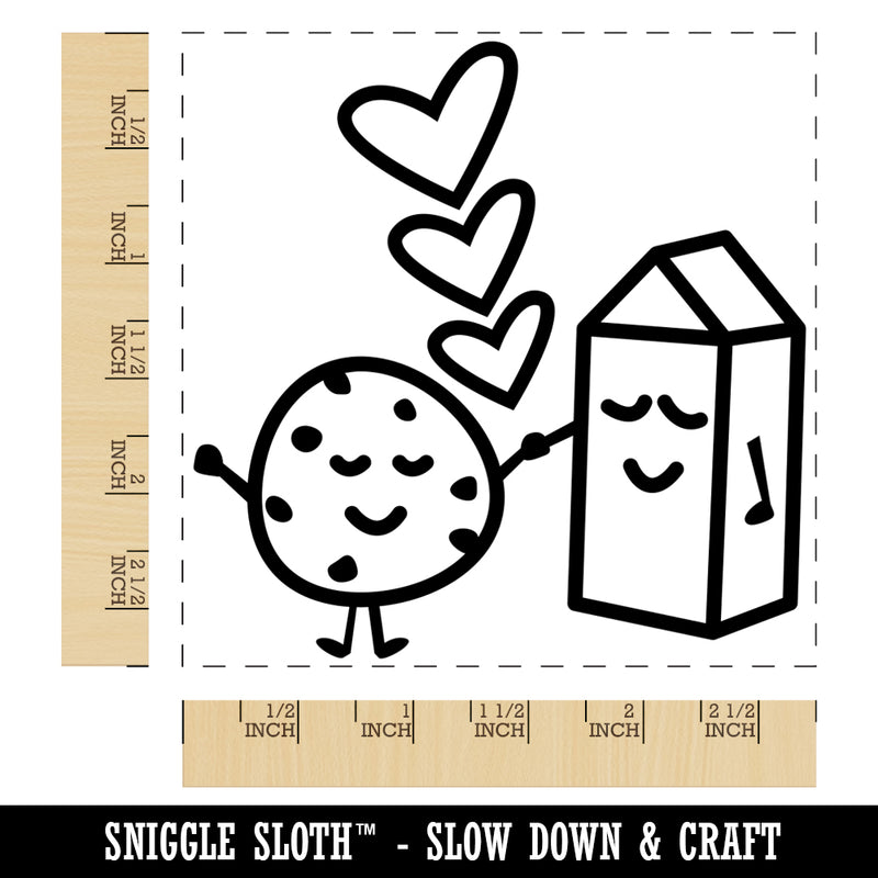 Cookies and Milk Best Friends Hearts Love BFF Square Rubber Stamp for Stamping Crafting