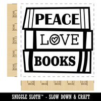 Peace Love Books Reading Stacked Square Rubber Stamp for Stamping Crafting