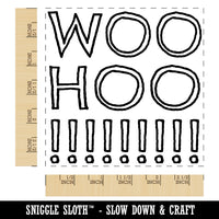 Woo Hoo Outline Fun Text Square Rubber Stamp for Stamping Crafting