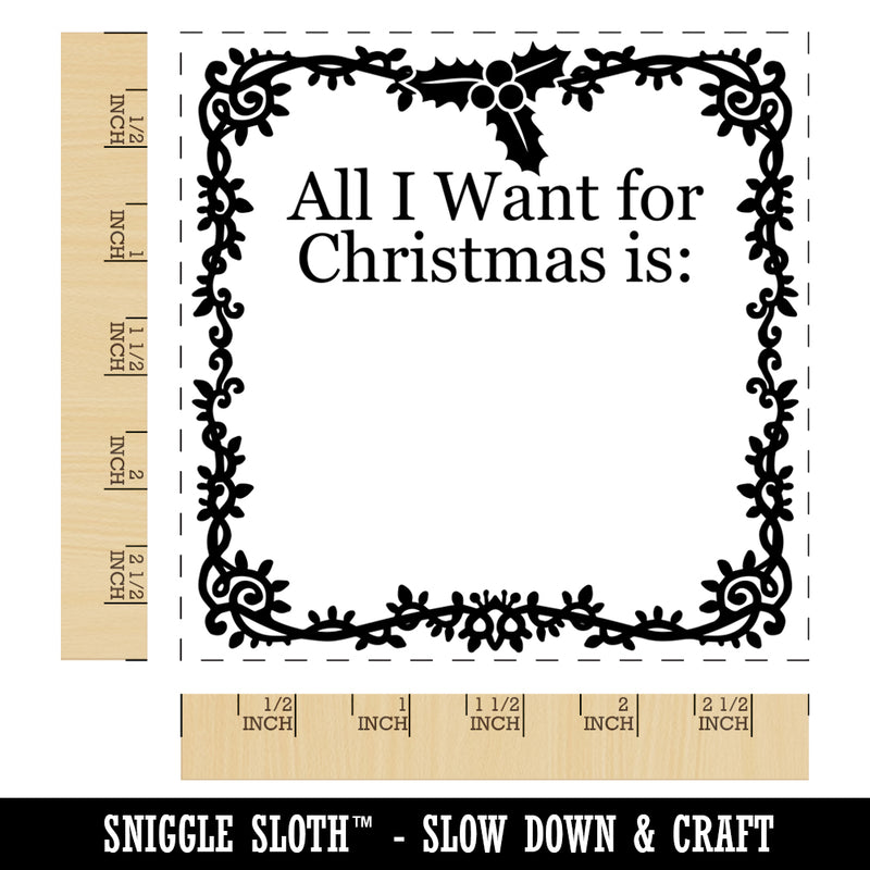 All I Want for Christmas List Square Rubber Stamp for Stamping Crafting