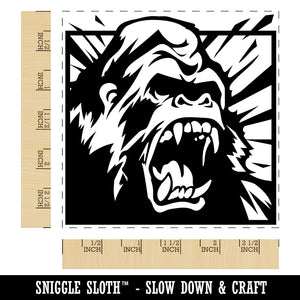 Angry Roaring Silverback Gorilla Square Rubber Stamp for Stamping Crafting