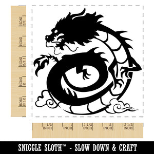 Asian Dragon Floating in Clouds Square Rubber Stamp for Stamping Crafting