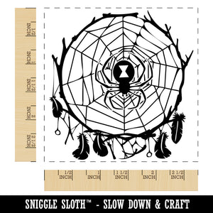 Black Widow Spider Web Dream Catcher Square Rubber Stamp for Stamping Crafting